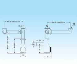 Siphon gain de place inspectable pour évier 1 bac, sortie Ø50, coloris blanc LIRA Spazio 1NT 9.1289.03