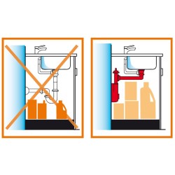 Space-saving inspectable siphon for single basin sink, Ø50 outlet, white colour LIRA Spazio 1NT 9.1289.03