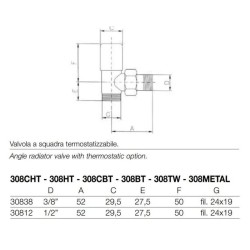 Angle valve, 1/2" Gas thermostatic in antique copper color Arteclima 30812MR