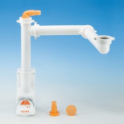 Siphon gain de place inspectable pour évier 1 bac, sortie Ø56, coloris blanc LIRA Spazio 1NT 9.1289.07