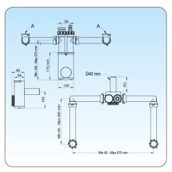 Space-saving siphon for double-bowl sinks, outlet Ø40 mm, grey colour LIRA 9.1285.02