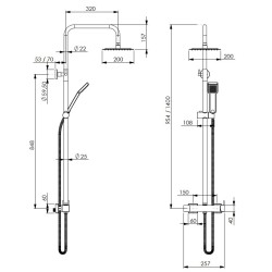 Colonna doccia attrezzata modello quadro soffione 200 mm Damast 18724