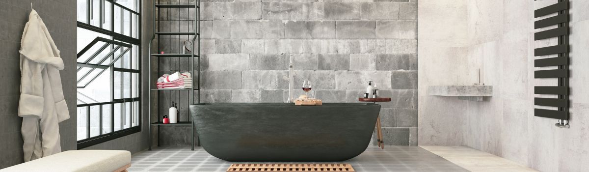 bagno industrial con dettagli in questo stile.